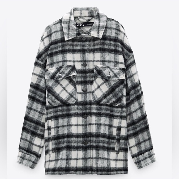 Zara Wool Blend Plaid Overshirt Medium - Picture 2 of 11